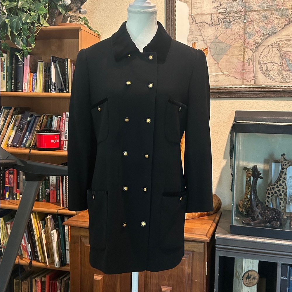 Louis Feraud Black Double breasted  Jacket with Gold Buttons. Women’s Size 10